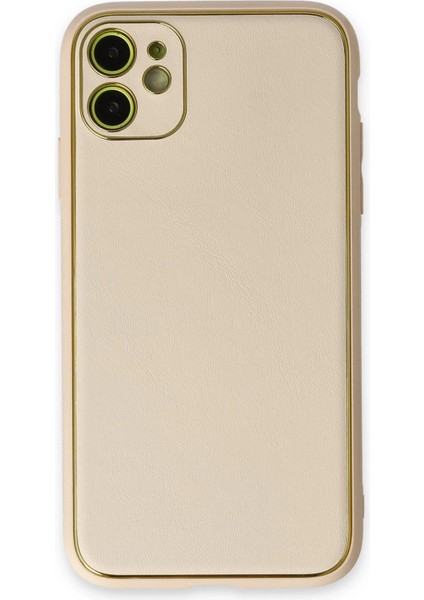 iPhone 12 Kılıf Coco Deri Silikon Kapak - Gold - A9501-3465