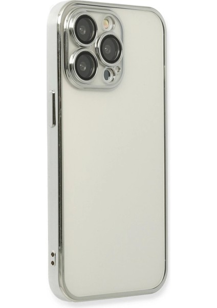 iPhone 14 Pro Max Kılıf Lensli Silikon - Gümüş - A5804-7818 modelleri