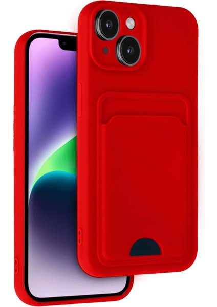 iPhone 14 Kılıf Kelvin Kartvizitli Silikon - Kırmızı - A1205-6628
