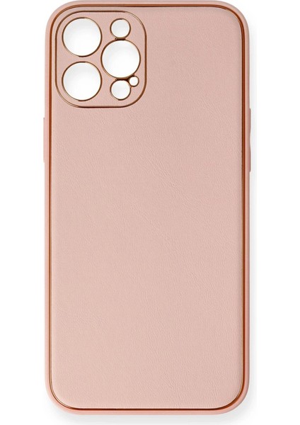iPhone 12 Pro Max Kılıf Coco Deri Silikon Kapak - Pembe - A5824-2358