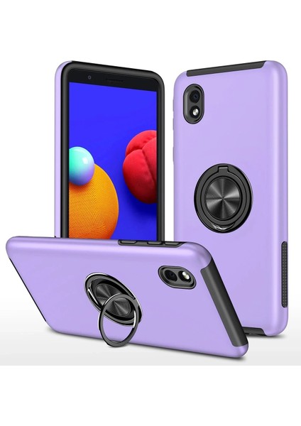 Samsung Galaxy A01 Core Kılıf Elit Yüzüklü Kapak - Mor - A8375-9279