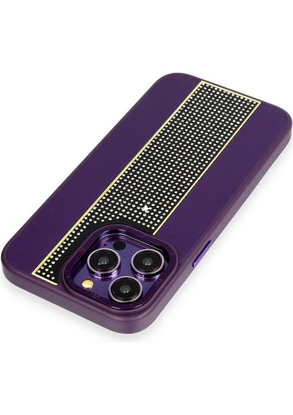 iPhone 15 Pro Kılıf HBC-160 Almera Taşlı Kapak - Derin Mor modelleri