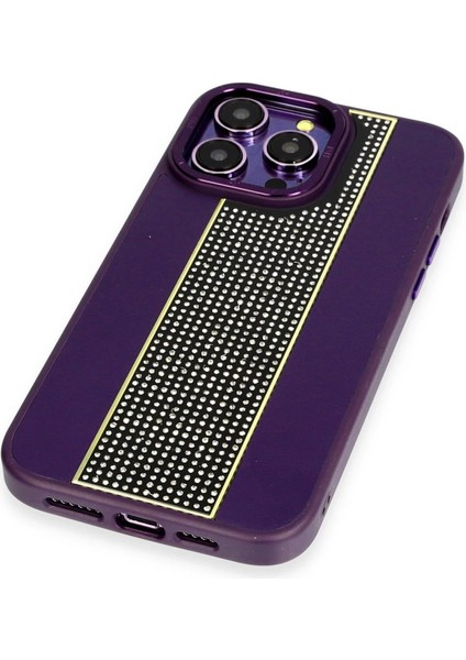 iPhone 15 Pro Kılıf HBC-160 Almera Taşlı Kapak - Derin Mor fırsatları