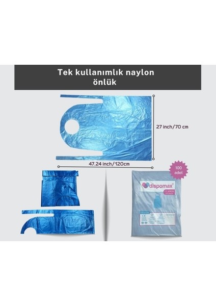 Tek Kullanımlık Naylon Önlük Mavi 100 Adet