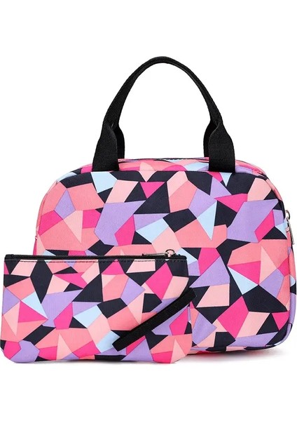 Geometrik Baskılı Birincil Ortaokul Çantası Su Geçirmez Büyük Sırt Çantası Çocuklar Kitap Çantası Set Öğrenci Çantası Mochila Renk: Siyah Öğle Yemeği Çantası (Yurt Dışından)