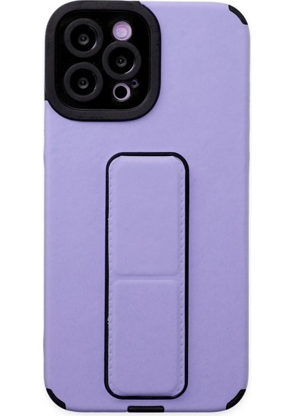 iPhone 12 Pro Max Kılıf Mega Standlı Silikon - Lila - A6744-5824