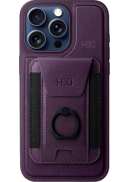 iPhone 13 Pro Max HBC-228 Havana Magnet Kartvizitli Kapak - Derin Mor