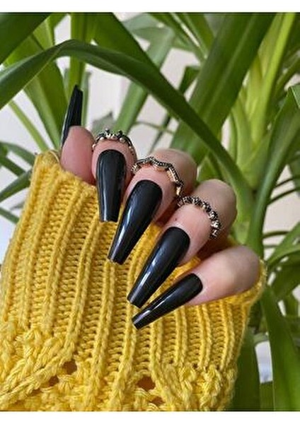 Siyah Balerin Takma Tırnak 20 Adet Uzun ve Şık Tasarım fiyatları