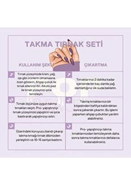 Takma Tırnak Seti Zararsız Yapıştırıcı ile 24 Adet Farklı Desen ve Renk