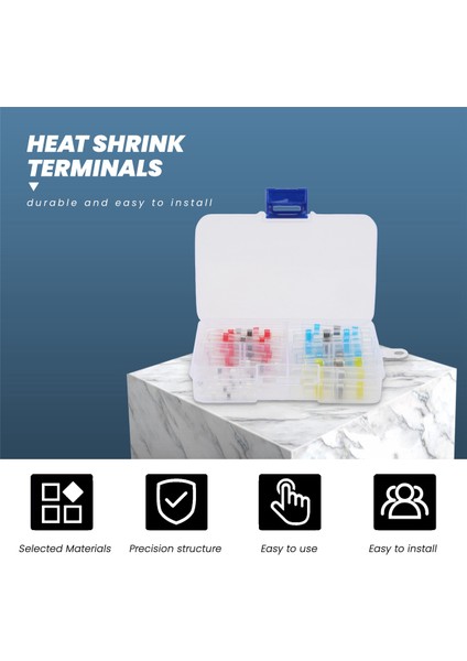 50PCS Lehim Sızdırmazlık Kablosu Konnektörü Sopoby Lehim Contası Isı Büzülme Popo Konektörleri Terminaller Bakır (23RED 12 Blue 10WHITE 5yellow) (Yurt Dışından) fiyatları