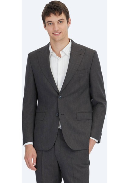 Antrasit Modern Fit Yün Karışımlı Takım Elbise