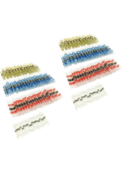 100PCS Lehim Sızdırmazlık Kablosu Konnektörü Sopoby Lehim Conta Isı Büzülme Popo Konnektörleri Bakır (46RED 24BLUE 20WHITE 10YELLOW) (Yurt Dışından)