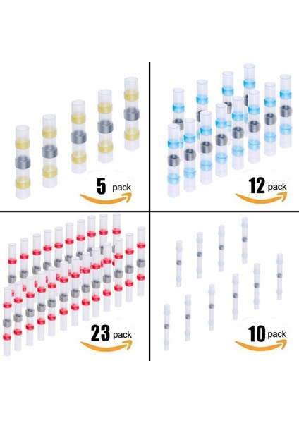 100PCS Lehim Sızdırmazlık Kablosu Konnektörü Sopoby Lehim Conta Isı Büzülme Popo Konnektörleri Bakır (46RED 24BLUE 20WHITE 10YELLOW) (Yurt Dışından) fiyatları
