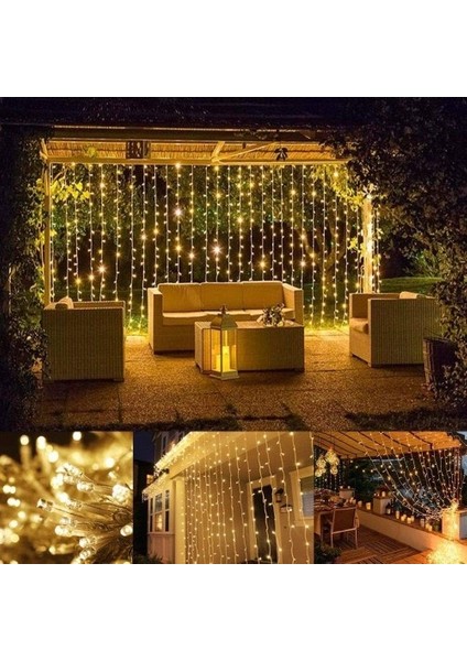 3*2 Perde LED Sarı Işık