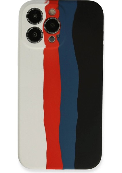 iPhone 13 Pro Kılıf Ebruli Lansman Silikon - Beyaz-Siyah - A6327-1971