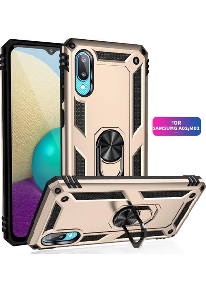 Samsung Galaxy A02 Kılıf Sofya Yüzüklü Silikon Kapak - Gold - A1641-7957 fiyatları