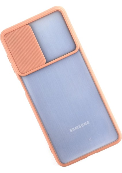 Samsung Galaxy M52 5g Kılıf Palm Buzlu Kamera Sürgülü Silikon - Pembe - A9060-7227 modelleri