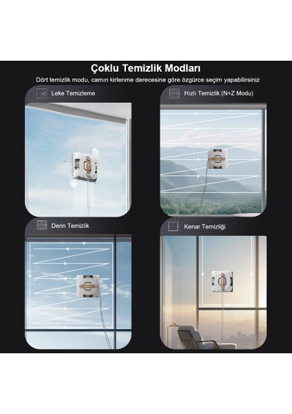 W3 Cam Temizleme Robotu 11000PA Emiş Gücü–çift Nozul Ultrasonik Püskürtme,akıllı Yol Planlama,kenar Algılama Teknolojisi, Ups 20 Dakika,4 Temizlik Modu,mihome Kontrol fırsatları