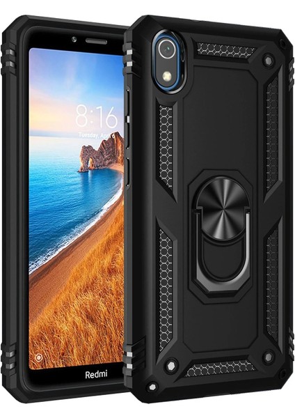 Xiaomi Redmi 7A Kılıf Sofya Yüzüklü Silikon Kapak - Siyah - A8295-1014