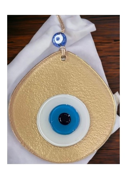 Mavi Nazar Boncuklu Gold Renk Nazar Boncuklu Damla Desen El Yapımı Duvar Süsü fırsatları