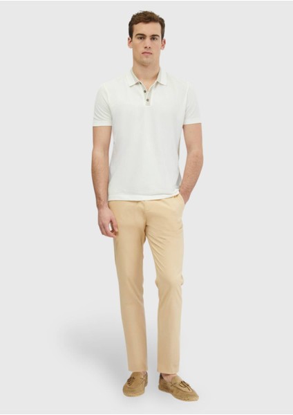 Ekru Düz Polo Yaka %100 Pamuk T-Shirt fiyatları