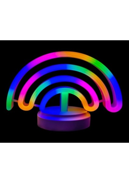 Neon Işıklı Gökkuşağı Masa Gece Lambası Pil+Usb