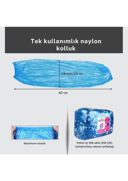 Naylon Kolluk Tek Kullanımlık Mavi 500 Adet fiyatları