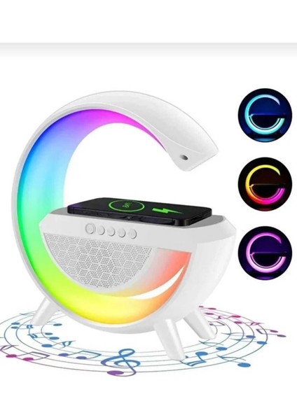 Kablosuz Şarj Aleti - Hoparlör Işıklı Masa Lambası