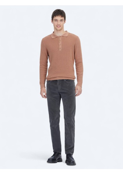 Somon Polo Yaka Düz Örgü Pamuk Karışımlı Triko Kazak fiyatları