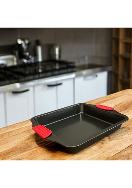 30X25 cm Siyah Teflon Fırın Tepsisi, Dayanıklı ve Şık Tasarım