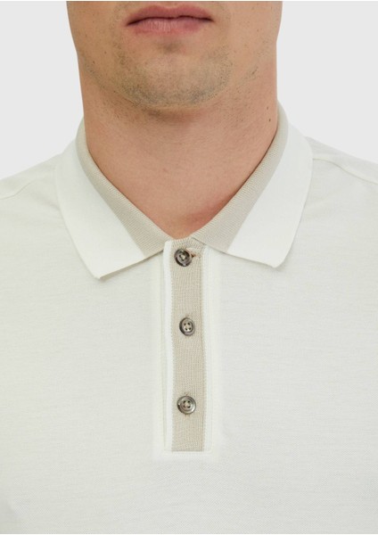 Ekru Düz Polo Yaka %100 Pamuk T-Shirt fırsatları