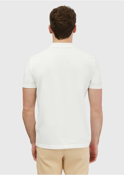 Ekru Düz Polo Yaka %100 Pamuk T-Shirt indirimleri