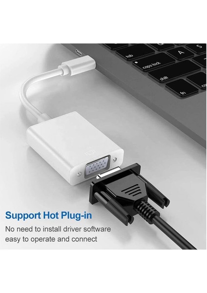 USB Type C To VGA Çevirici Dönüştürücü Kablo Type-C Macbook (Telefonlar ile Uyumlu Değildir) fırsatları
