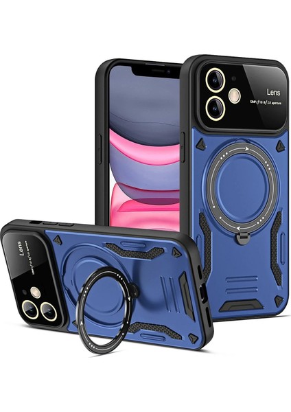 iPhone 11 Kılıf Joy Lens Standlı Kapak - Lacivert - A5373-7116