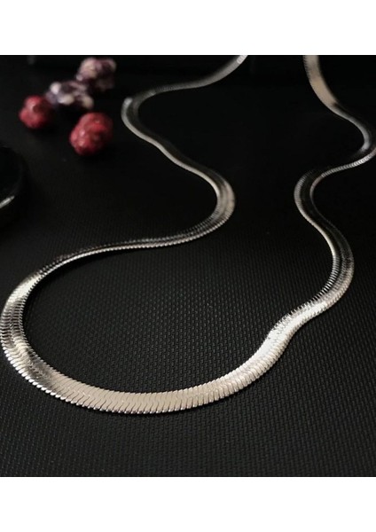 Italyan Zincir Kolye Yassı Balıksırtı Model Kararmaz Çelik Kolye Gümüş 42+5 cm fiyatları