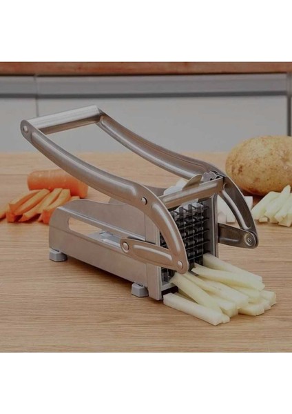 Paslanmaz Çelik Patates Kızartması Patates Kesici - Yuvarlak Alt Kolay Dilimleme
