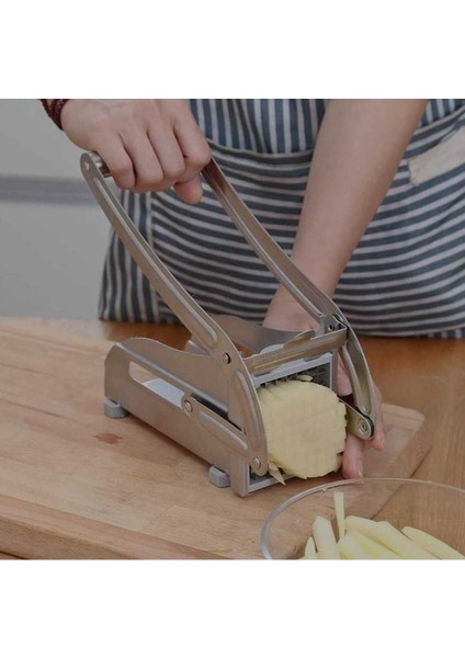 Paslanmaz Çelik Patates Kızartması Patates Kesici - Yuvarlak Alt Kolay Dilimleme modelleri