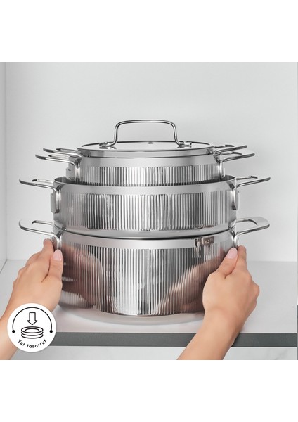 Power Steel 316+ 3ply Apollo Indüksiyon Tabanlı 8 Parça Çelik Tencere Seti
