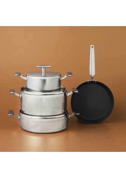 Plasma Steel 316+ 3ply Apollo Indüksiyon Tabanlı 7 Parça Çelik Tencere Seti