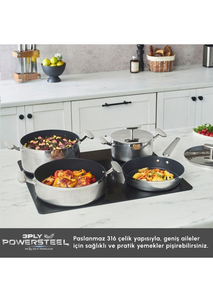 Plasma Steel 316+ 3ply Apollo Indüksiyon Tabanlı 7 Parça Çelik Tencere Seti fırsatları