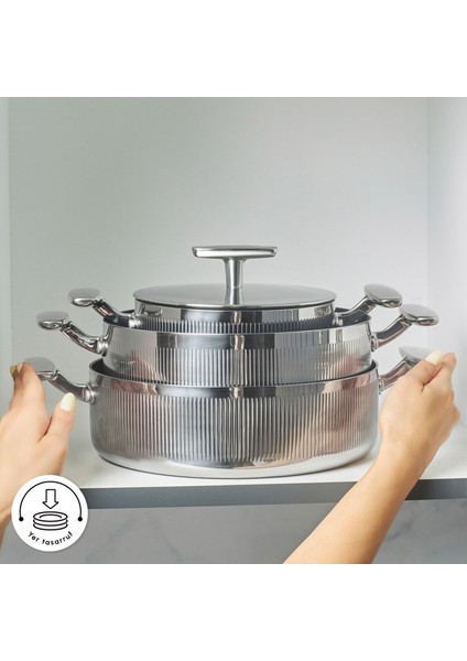 Plasma Steel 316+ 3ply Apollo Indüksiyon Tabanlı 7 Parça Çelik Tencere Seti