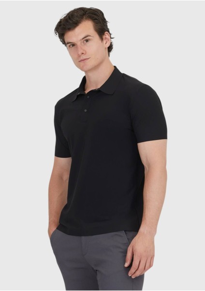 Siyah Düz Polo Yaka T-Shirt