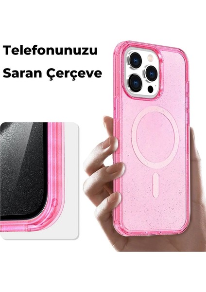 iPhone 15 Pro Max Kılıf Glow Magsafe Kapak - Pembe - A4839-8048 modelleri
