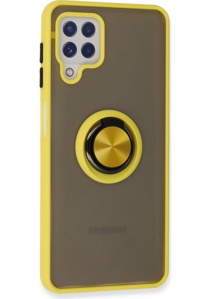 Samsung Galaxy A22 Kılıf Montreal Yüzüklü Silikon Kapak - Sarı - A1787-5343 modelleri