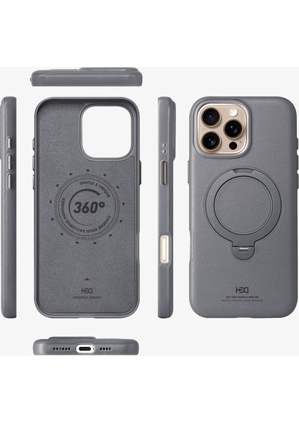 iPhone 16 Pro Vapor Deri Magsafe Standlı Kılıf - Titan Gri fırsatları