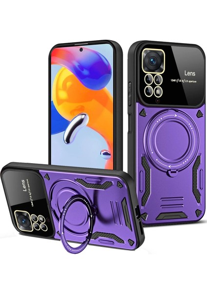 Xiaomi Redmi Note 12 Pro 4g Kılıf Joy Lens Standlı Kapak - Mor - A9611-6990