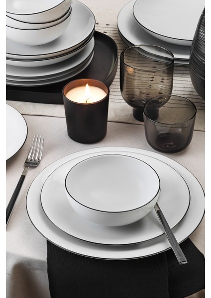 Zeugma 24 Parça 6 Kişilik Yemek Takımı Siyah