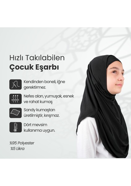 Pratik Hazır Geçmeli Boneli Çocuk Şal Siyah fiyatları