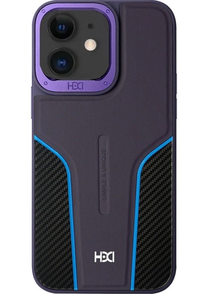 iPhone 11 HBC-264 Lambor Karbon Fiber Sport Kapak - Derin Mor