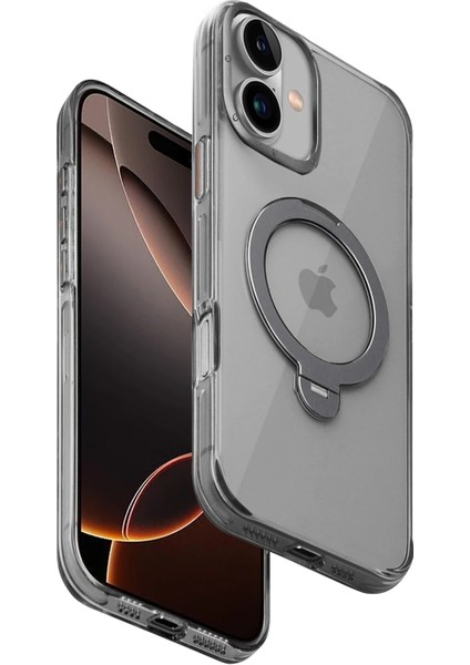 Apple iPhone 16 HBC-338 Andes Magsafe Standlı Kapak - Gri